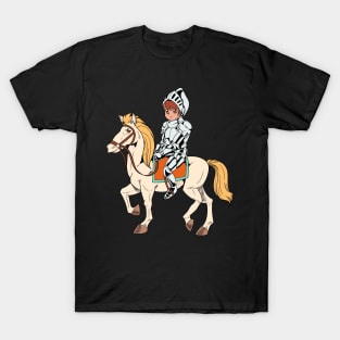 Boy in armor riding horse - knight T-Shirt